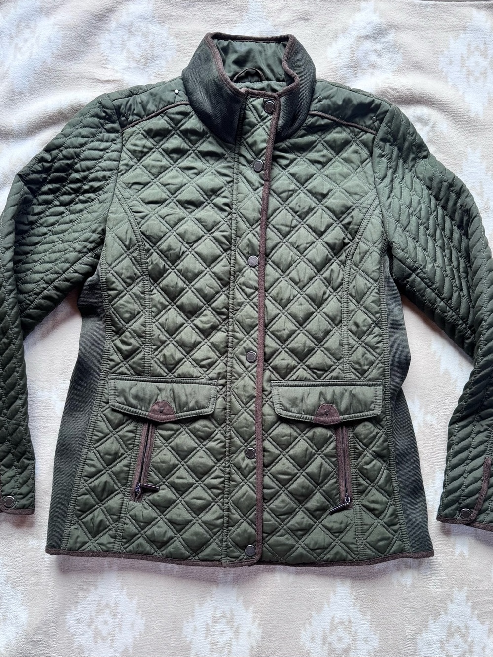 Weatherproof Olive Green Quilted Puffer Jacket - M